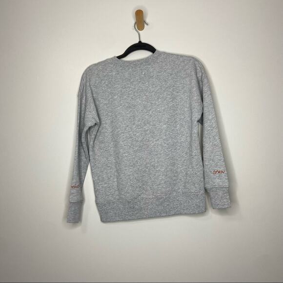 NWT MADEWELL Open Heart Mind Embroidered Sweatshirt Gray Crew Neck XXS - Picture 3 of 6